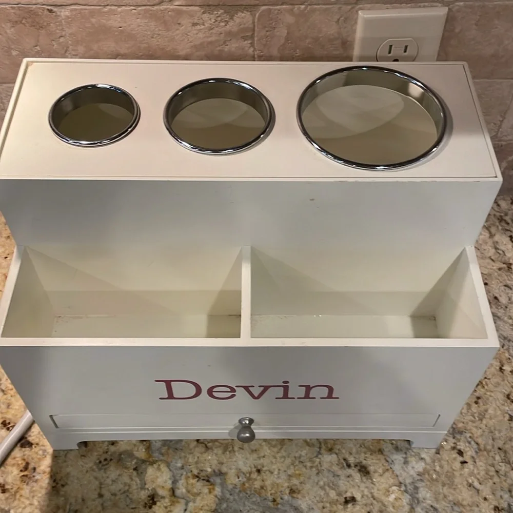 Pottery Barn Beauty Station Organizer with Build-in Electric Extension.